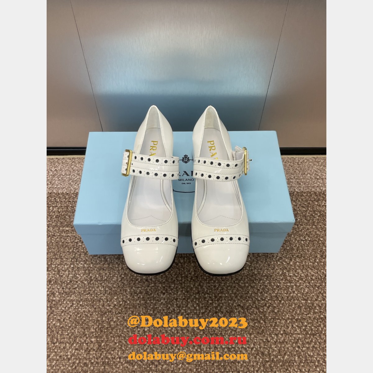 Prada 1:1 Mirror Patent Leather Mary Jane Pumps