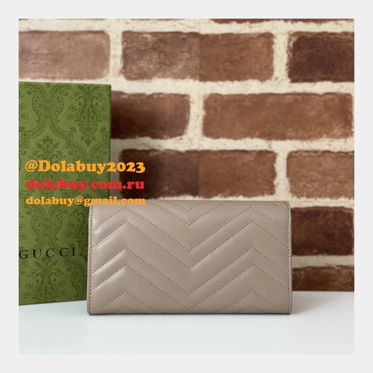 G*u*i replica soft leather gg marmont continental wallet 443436 bag