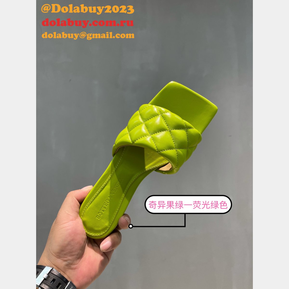 1:1 quality bottega venet fake Di*m*nd flat slippers shoes