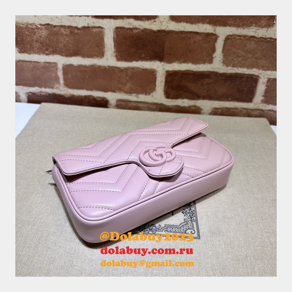 inspired gg marmont crossbody replica G*u*i pink 751526 bag