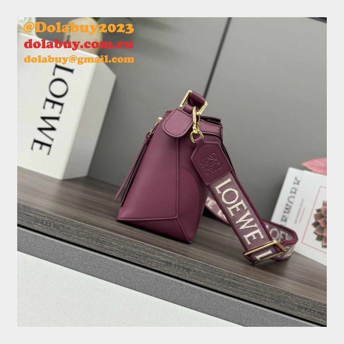 Inspired Loewe Small Puzzle Bag In Satin Calfskin 24CM With Strap