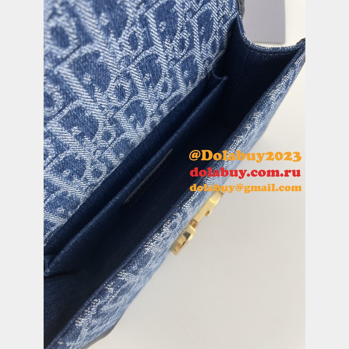 Luxury Christian Dior 9207 30 Montaigne East-West Denim Inspired Oblique Bag