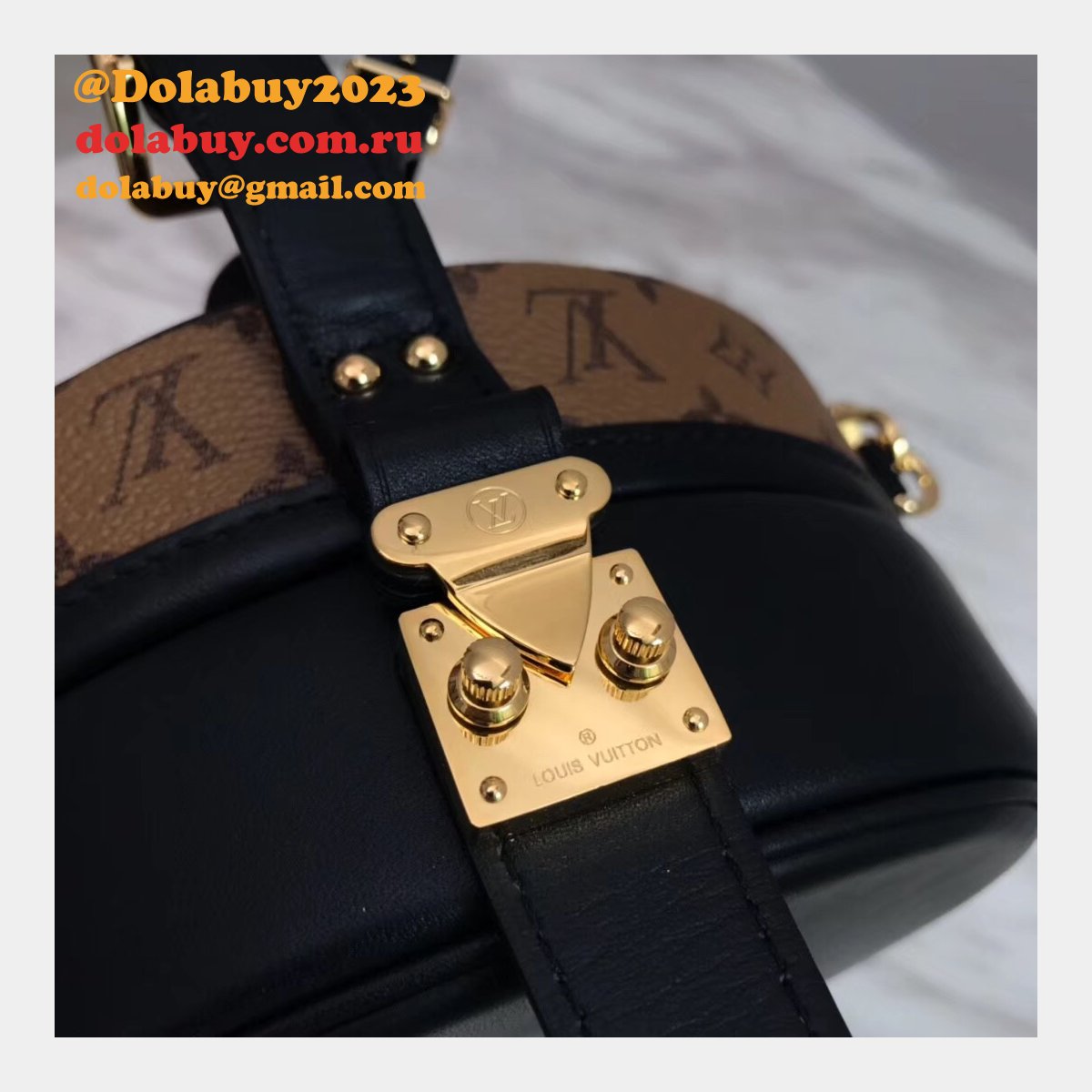 Fashion M43510 Louis Vuitton Petite Boite Chapeau Monogram Black/Brown