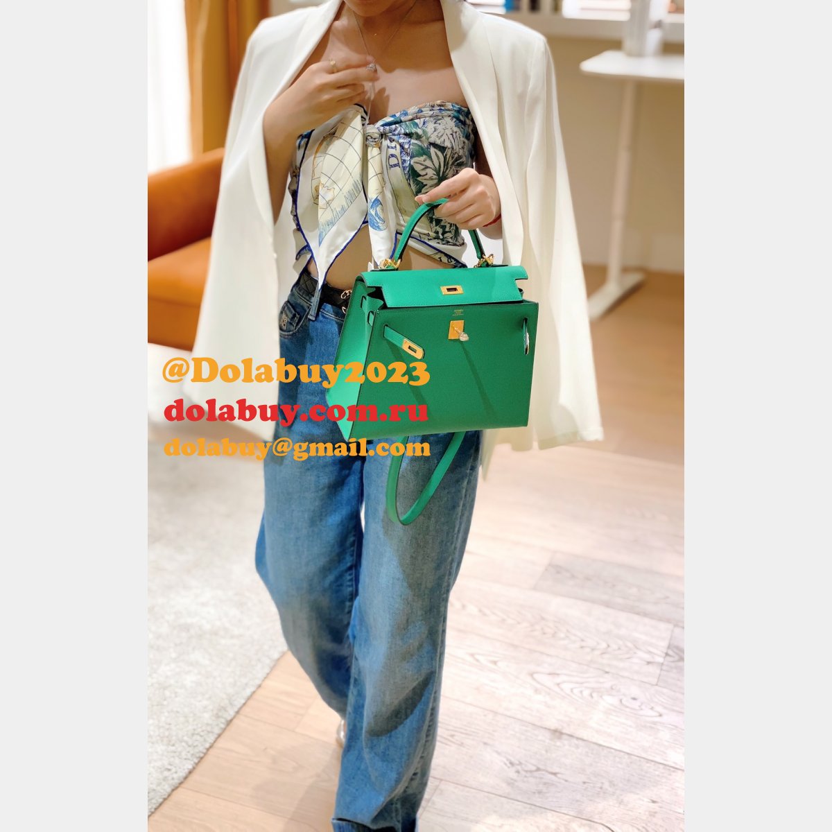 Replica Hermes Vert Jade Green Kelly Online Store Bag