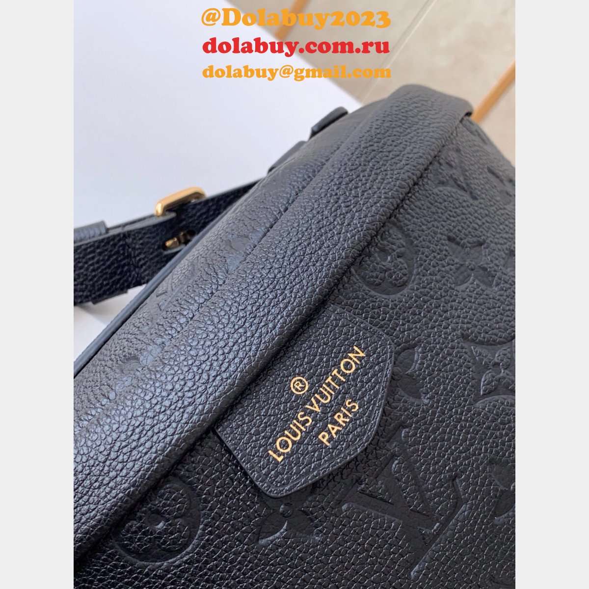 Louis Vuitton Replica Monogram Empreinte Bumbag M44812 Black/Cream