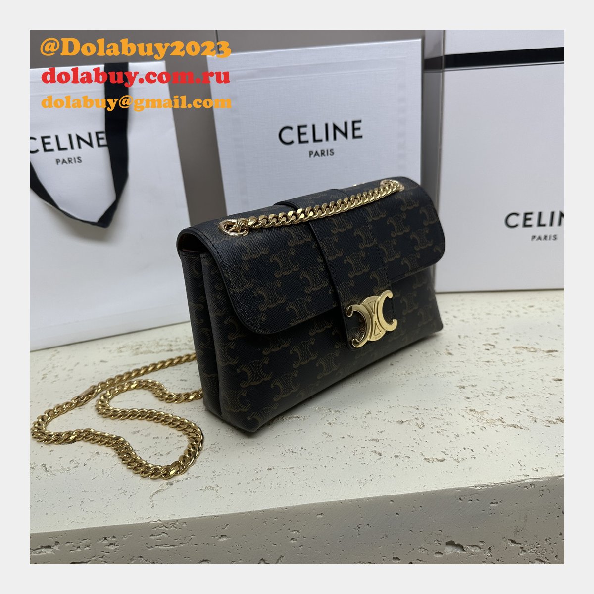 Celine Victoire Triomphe Canvas Tan 116593 Duplicate Bag