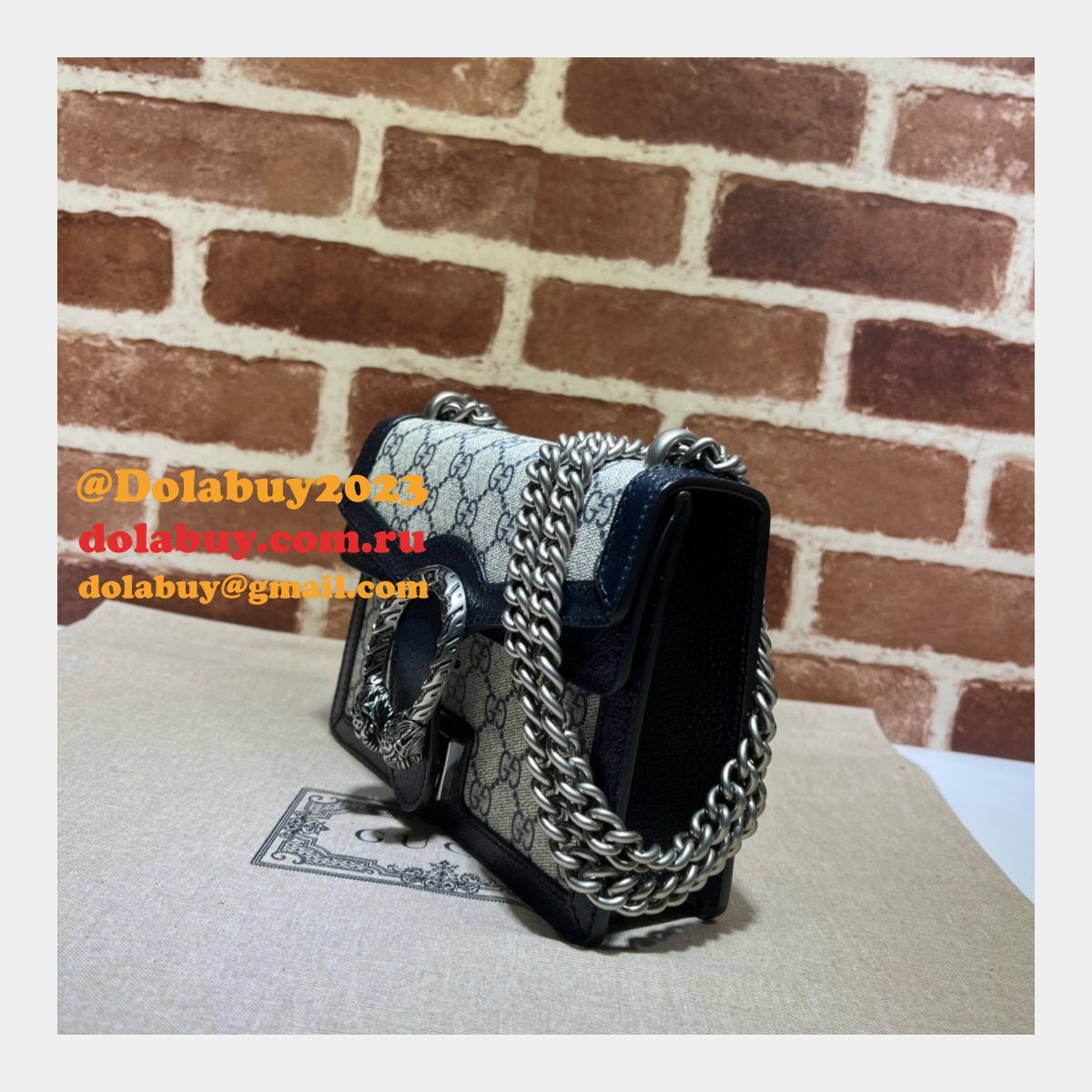 G*u*i fake 421970 gg supreme dionysus mini bag with dark blue leather for sale