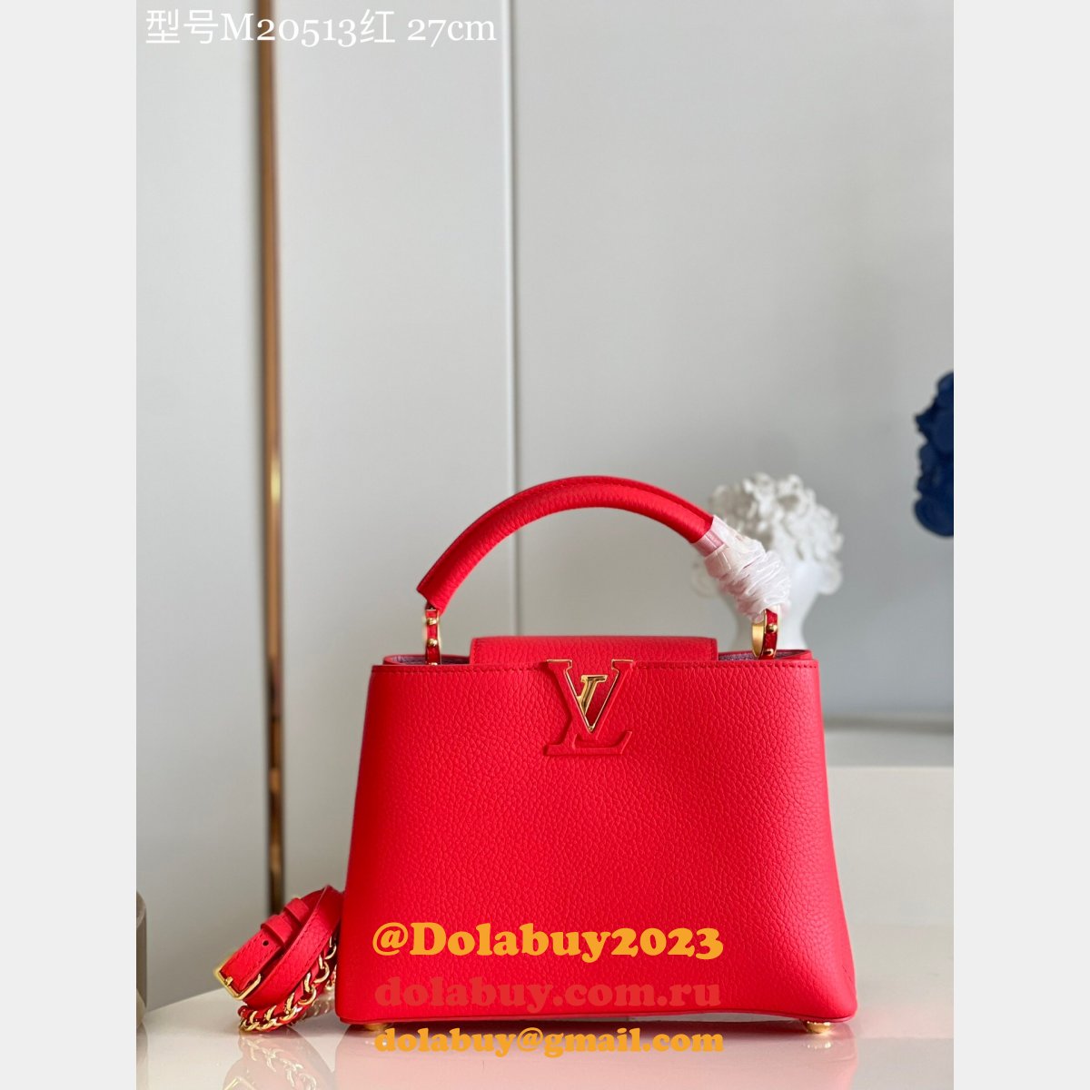 Go Designer Louis Vuitton Replica Capucines M20513 Red Bag