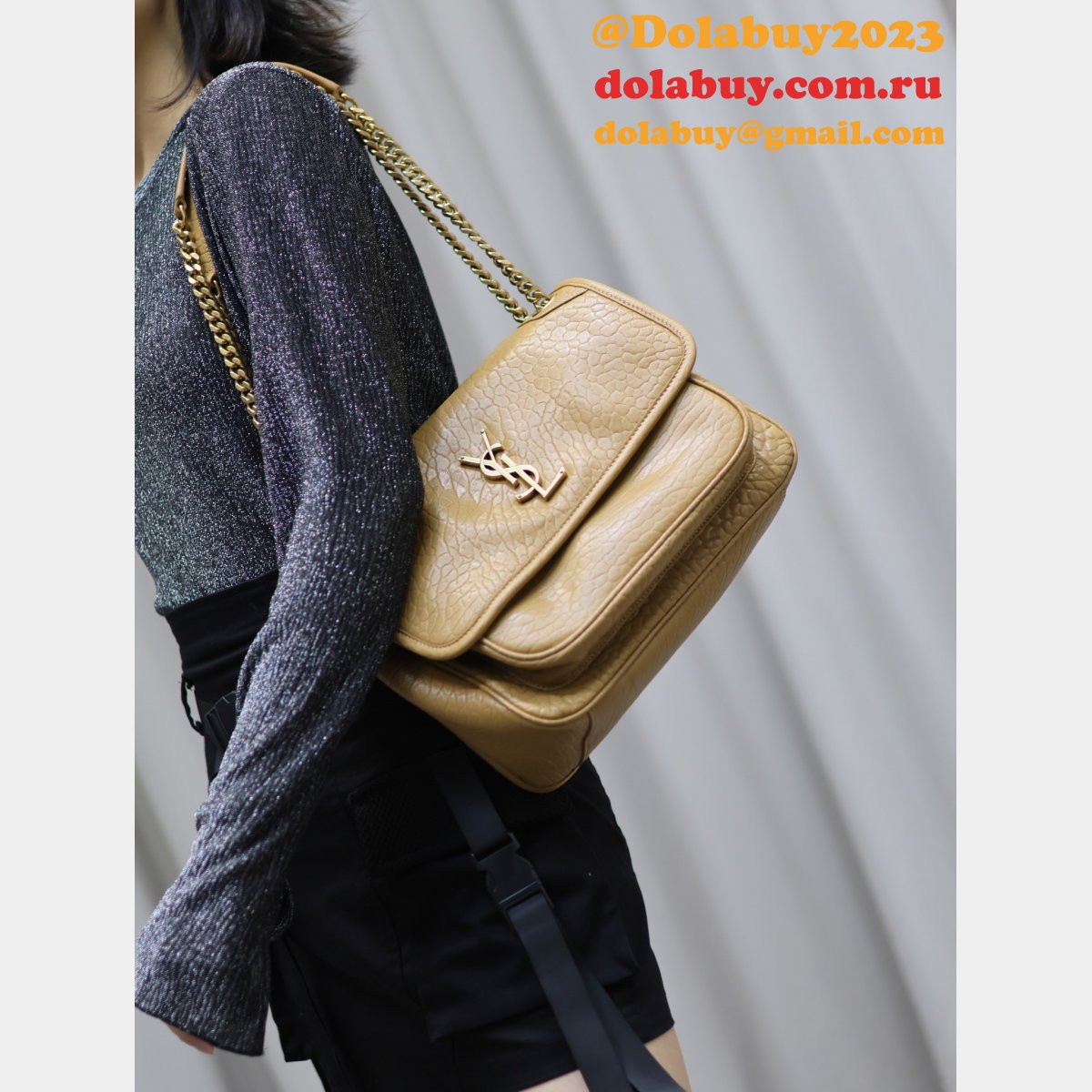 Best 28/22cm Replica Saint Laurent Niki 633158/633151 Khaki Bags