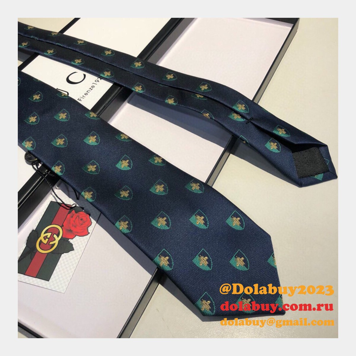 G*u*i silk tie jacquard crafts insect pattern