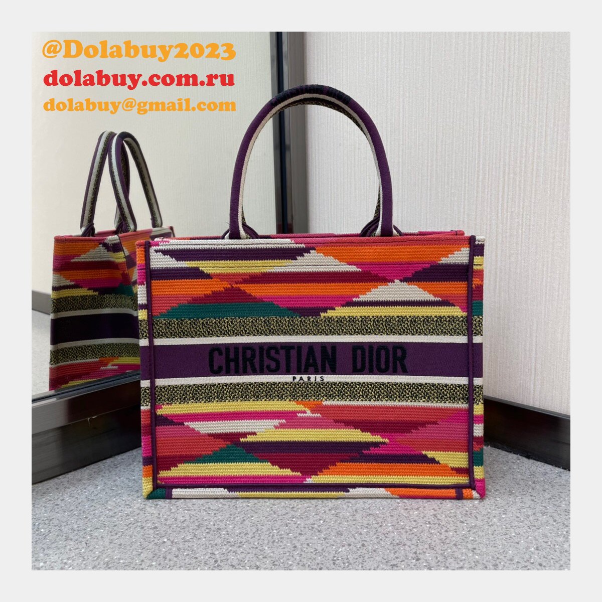 Replica Dior Oblique Book Tote Termurah Multicolor AAA+ Bag