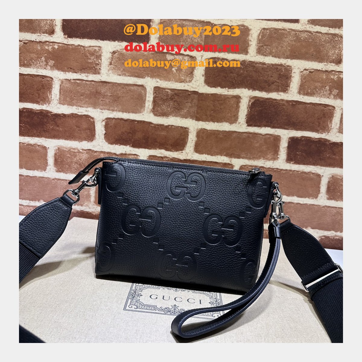 black jumbo gg G*u*i knockoff messenger men 761747 luxury bag