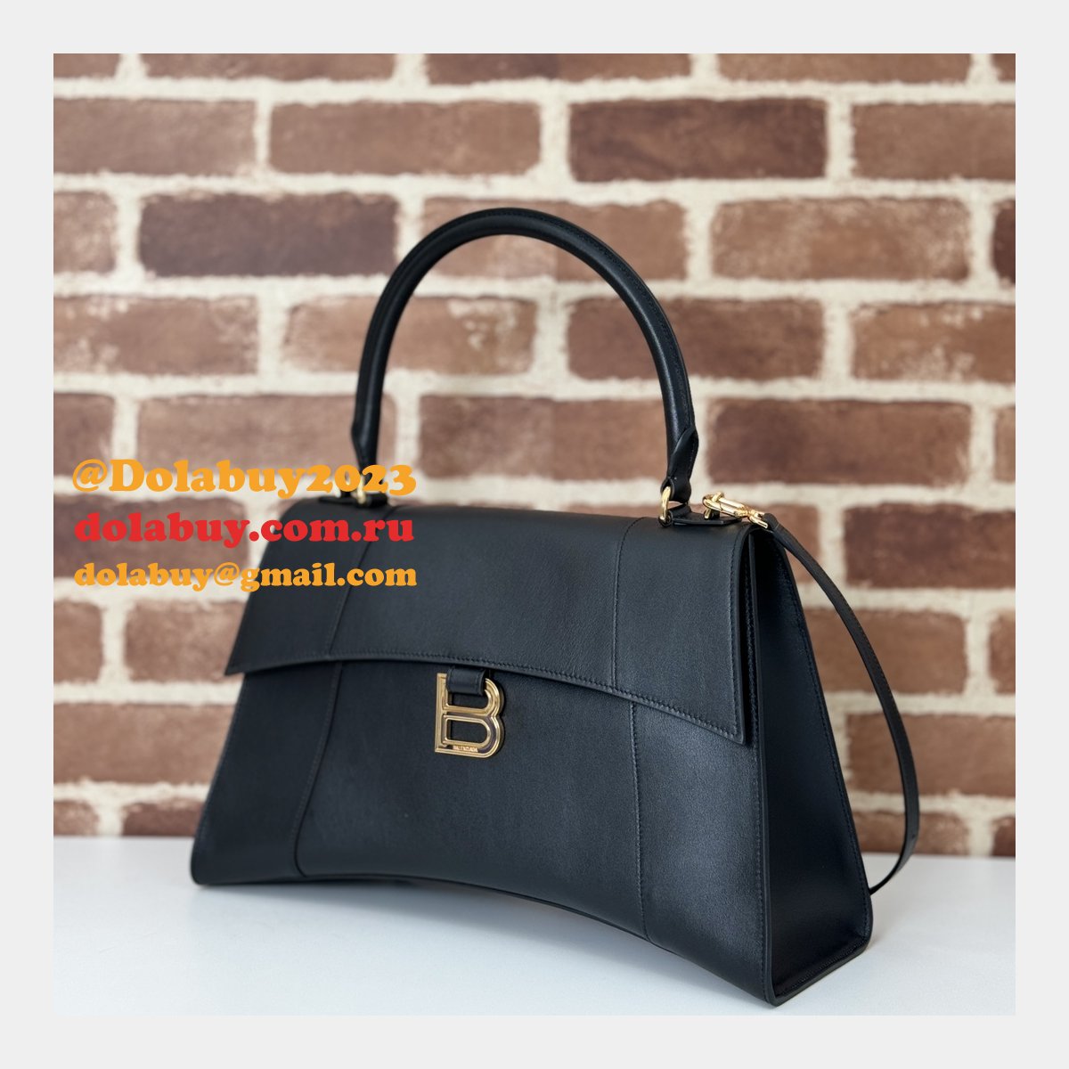 Balenciaga Replica Box In Black 812214 Hourglass Handbag