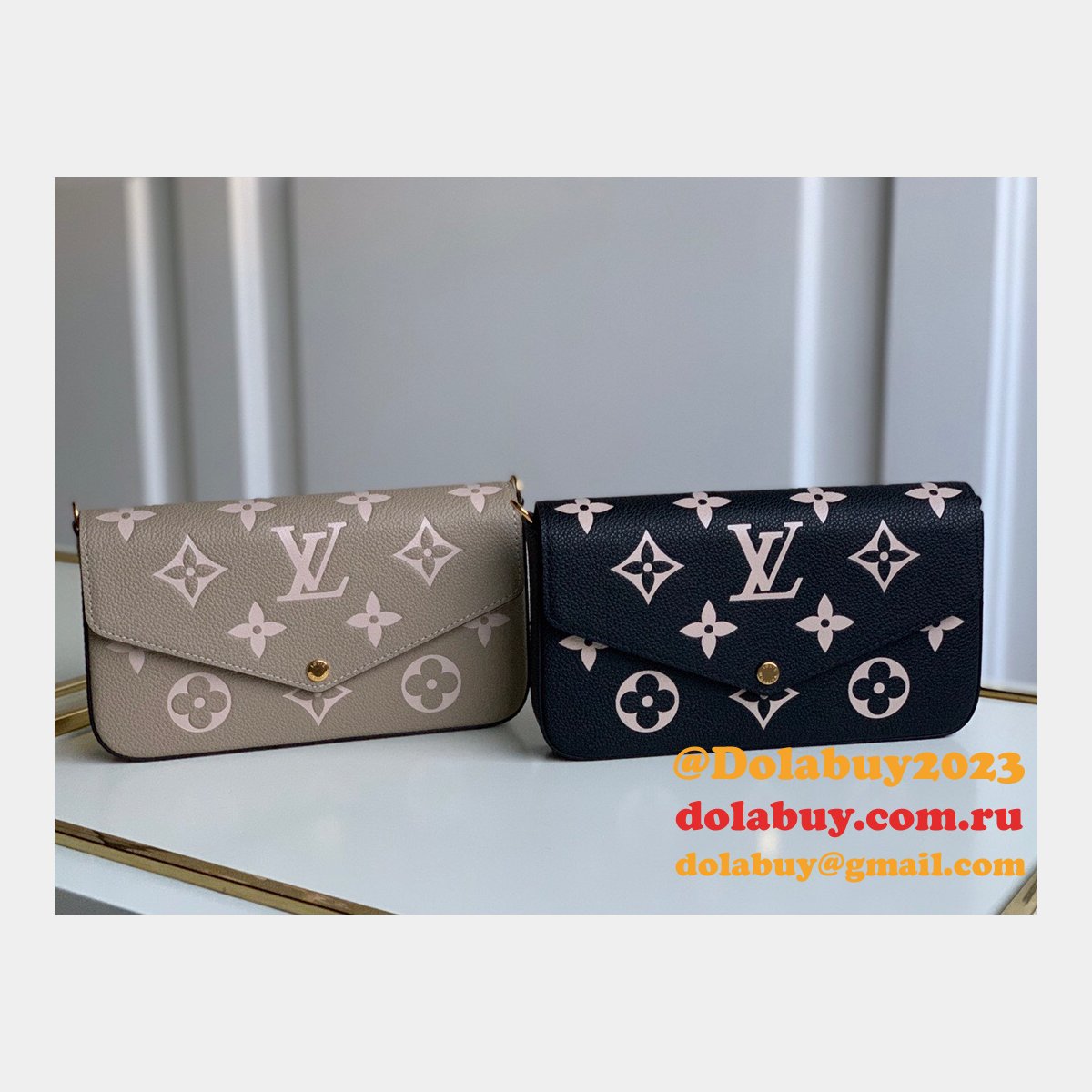 Louis Vuitton Félicie Pochette Monogram Empreinte Leather M69977 Cream Black