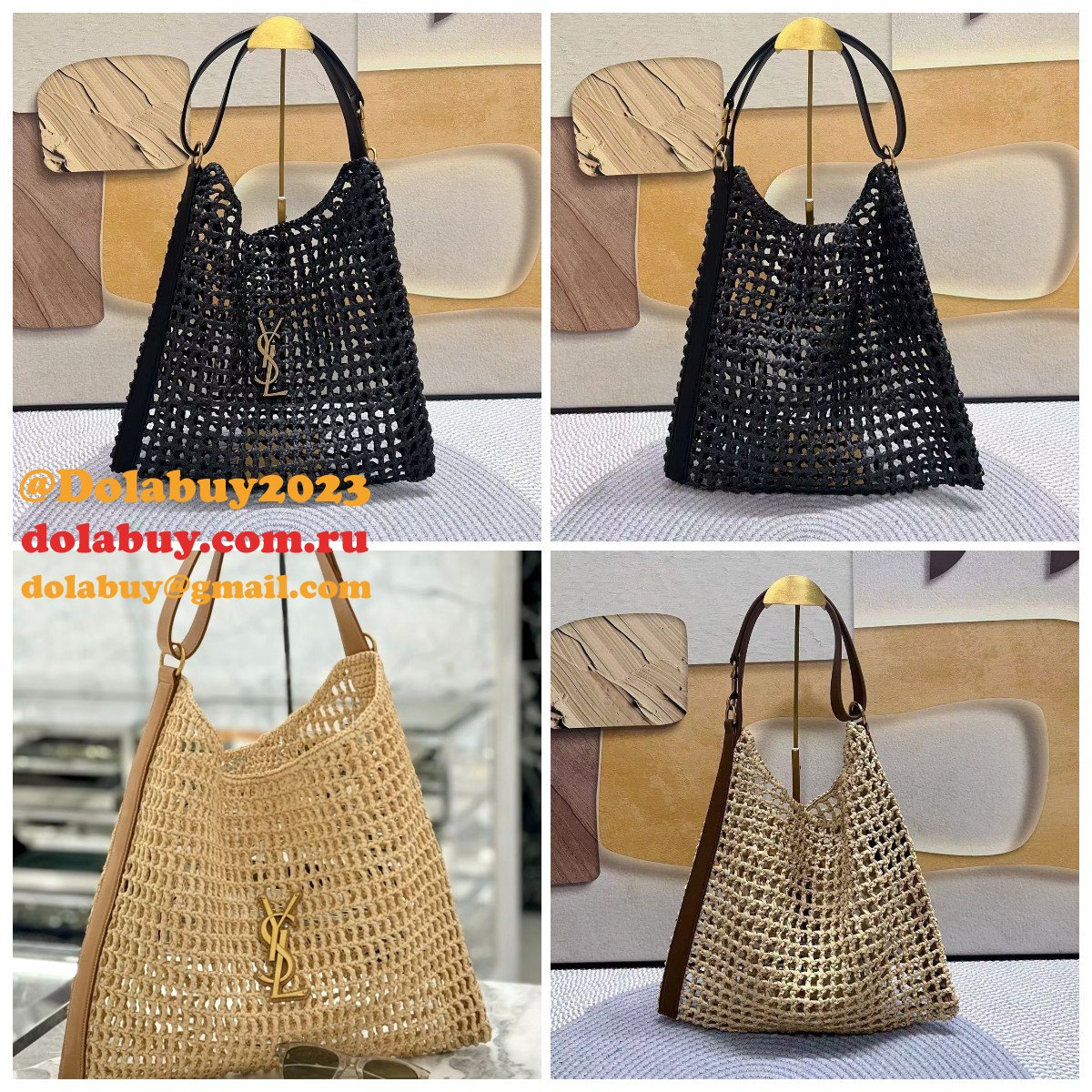 Replica Saint laurent Oxalis Shoulder Raffia Macramé 781289 Bag