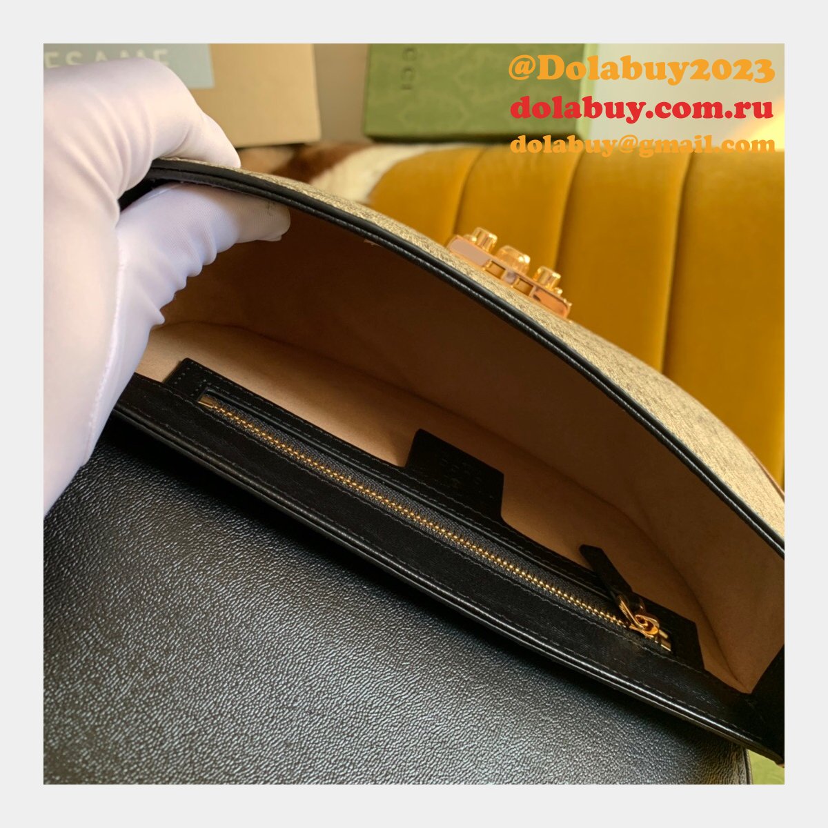 best G*u*i aaa+ padlock small shoulder bag 644524 beige & ebony gg