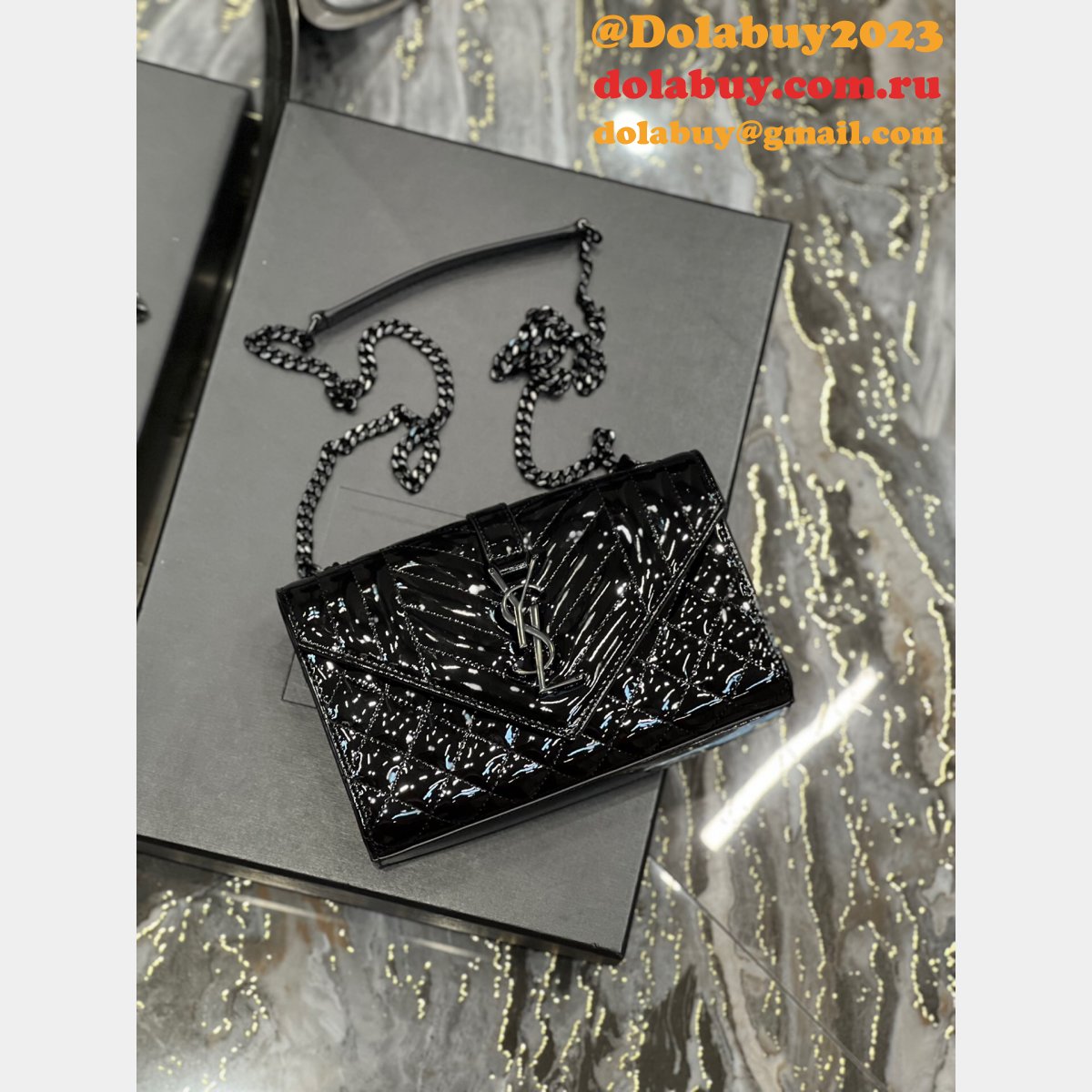 Monogram YSL #526286 Knockoff Envelope Top Best Matelasse Chain