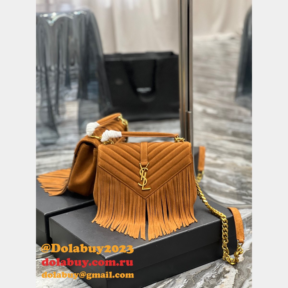 Replica Yves Saint Laurent 392737 AAA Chain Light Suede China Bag