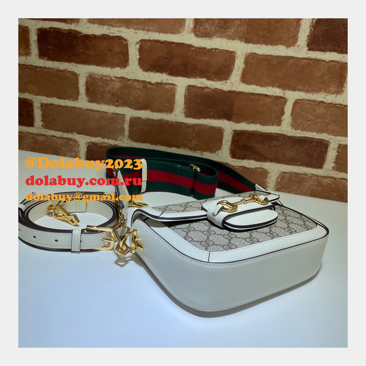 G*u*i replicas horsebit 1955 mini bag white