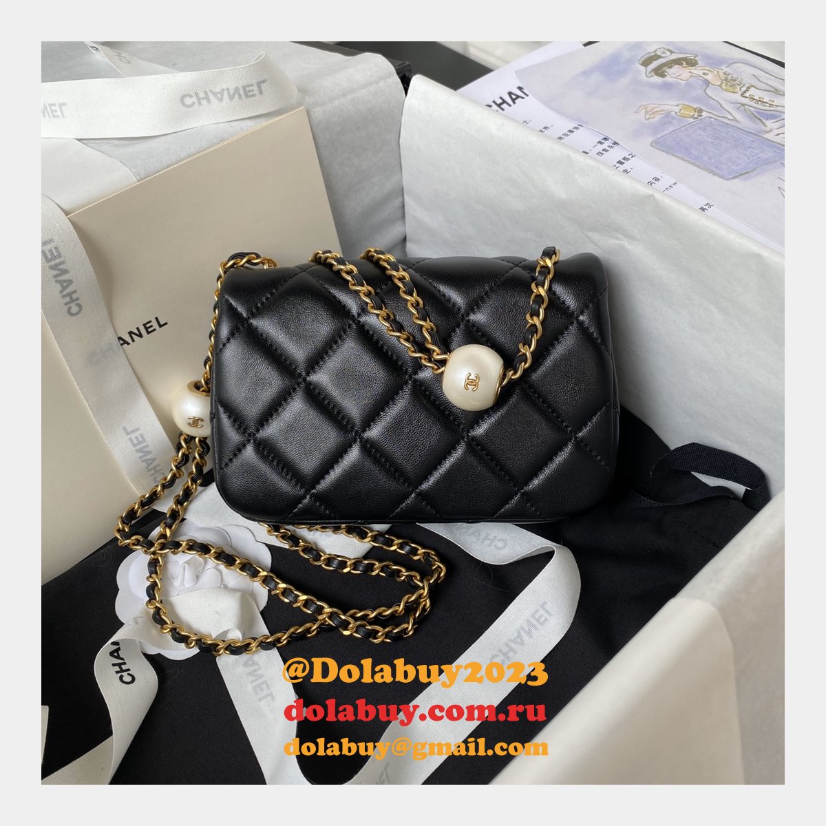 Luxury Wholesale Flap Black AS4868 Replica Bags