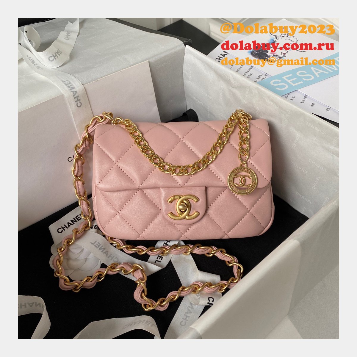 Perfect Copy Top Quality AS4012 Flap Black Replica Bag