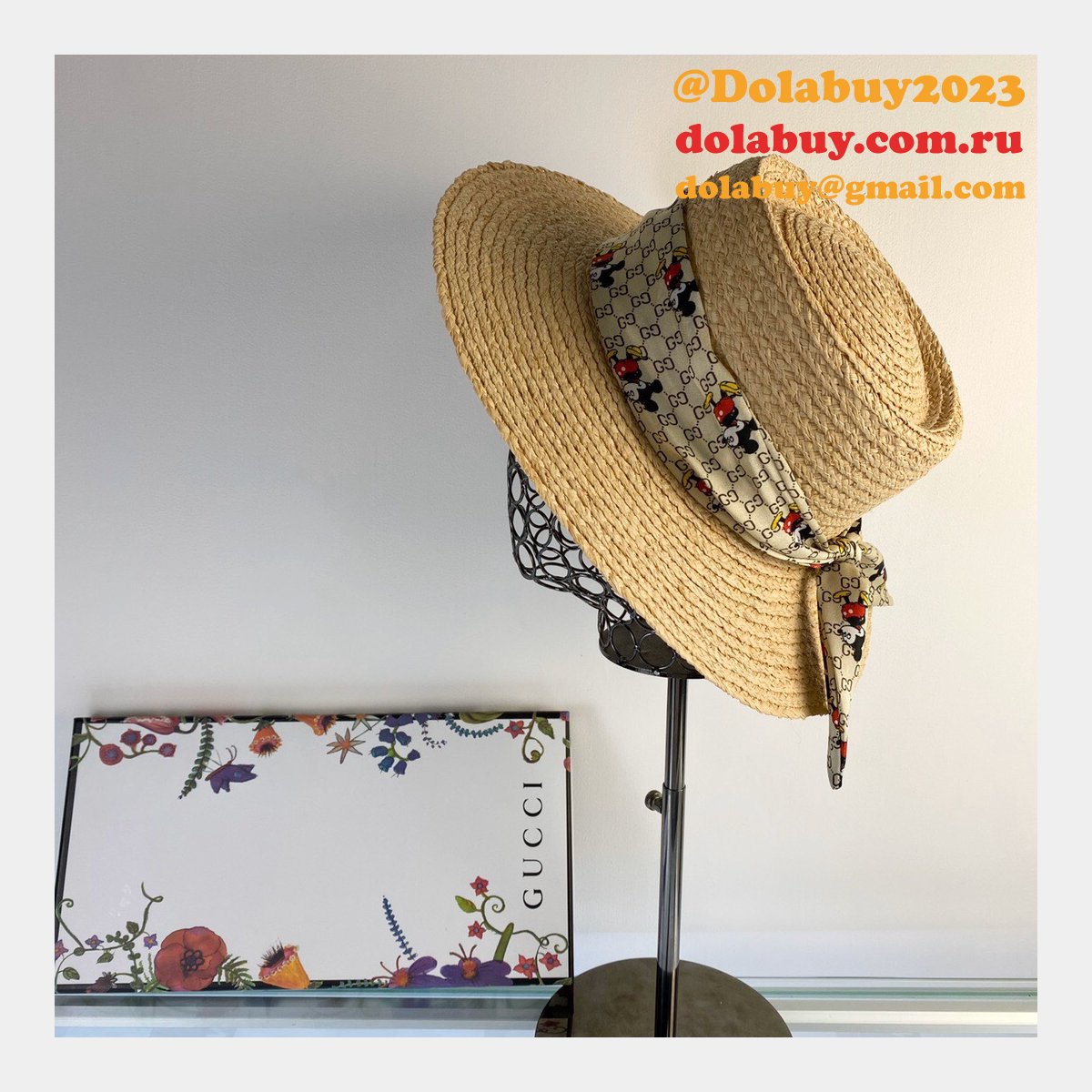 Gucci Replica 2020 Mickey Ribbon Raffia UK Hat