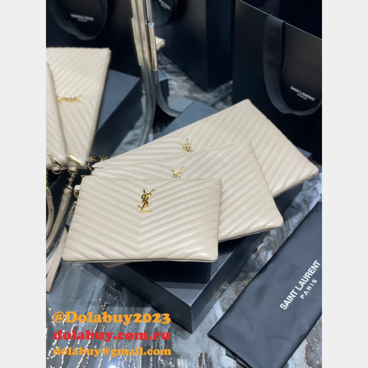 Buy Replica YSL Bags 379039/413444/440222 Clutchs Monogram A5 Pouch Online