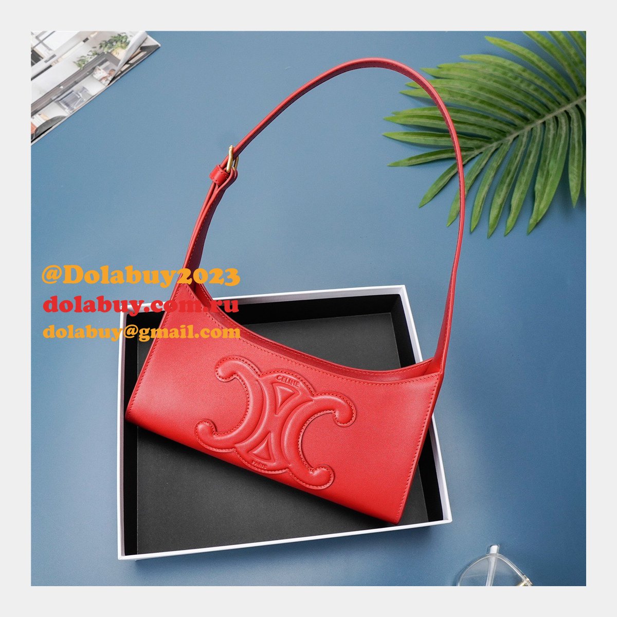 Shop Designer Celine Shoulder bag cuir triomphe 198153 smooth