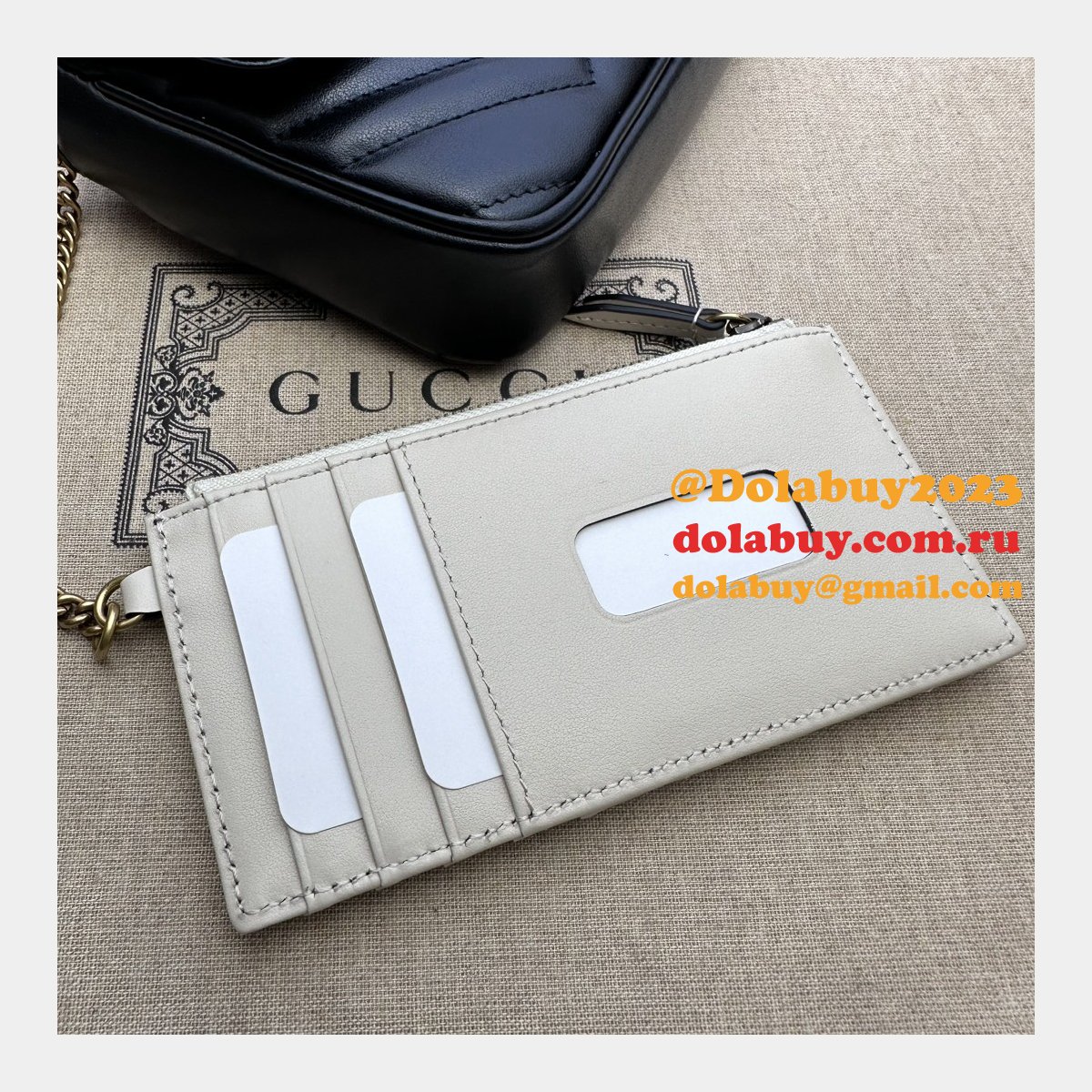 gg marmont G*u*i replica card case chain wallet 751526 bag