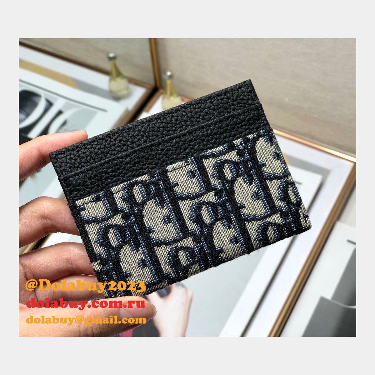 Replica Dior Oblique Jacquard Card Holder