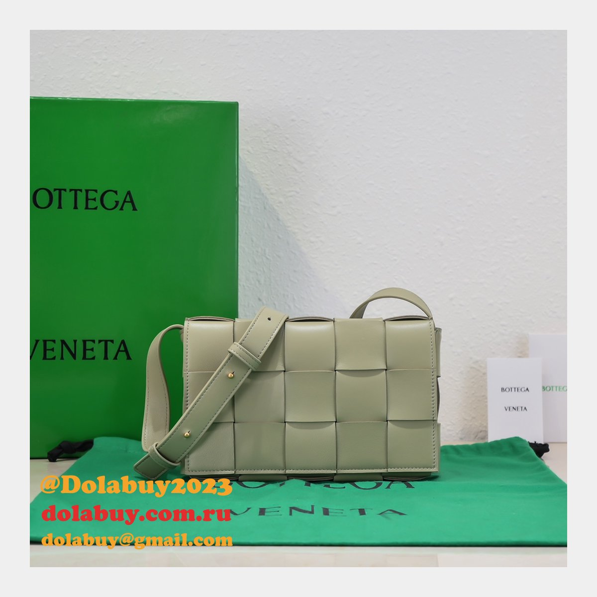 Top Quality Bottega Veneta Cassette Lambskin Crossbody Bag