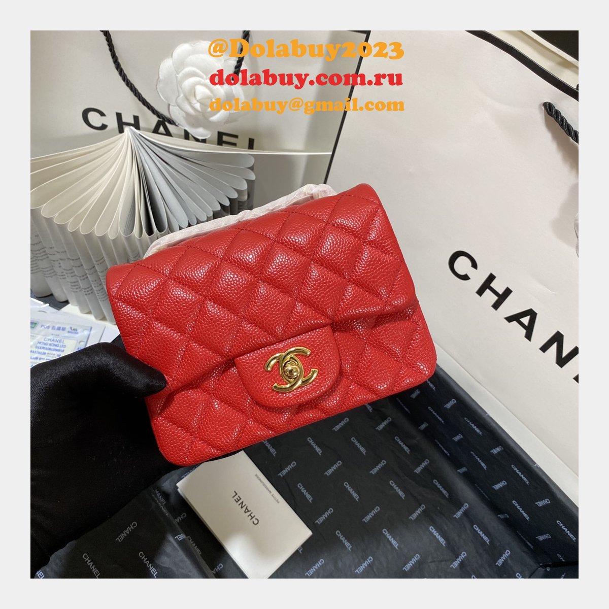 Perfect CC 17CM Classic Flap Caviar Leather Bag