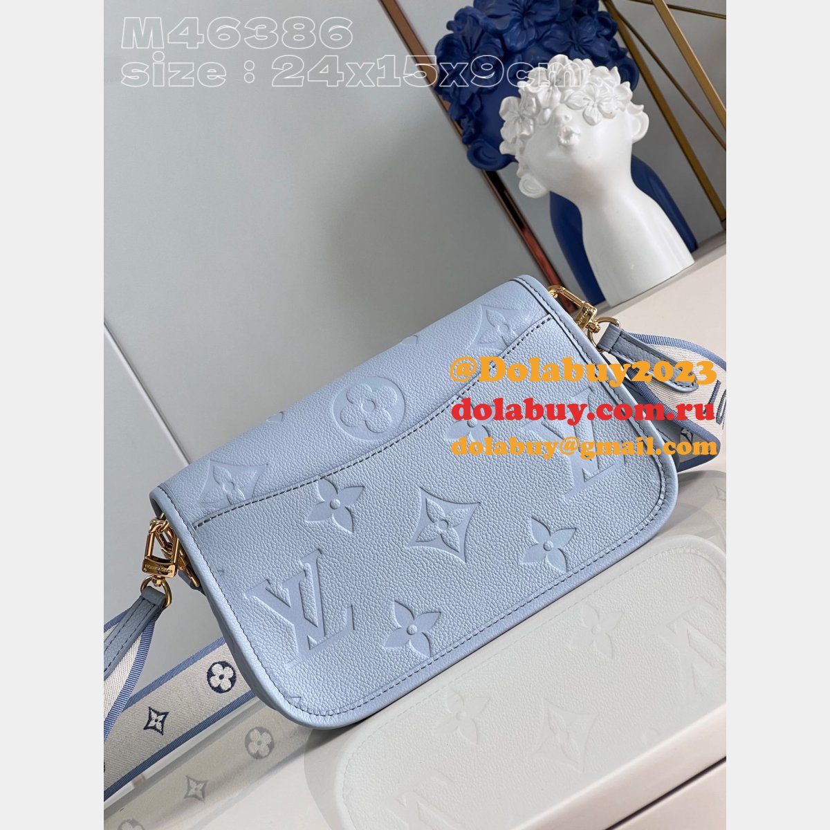 Diane Inspired Blue M46386 Monogram Empreinte Louis Vuitton Replica Bag