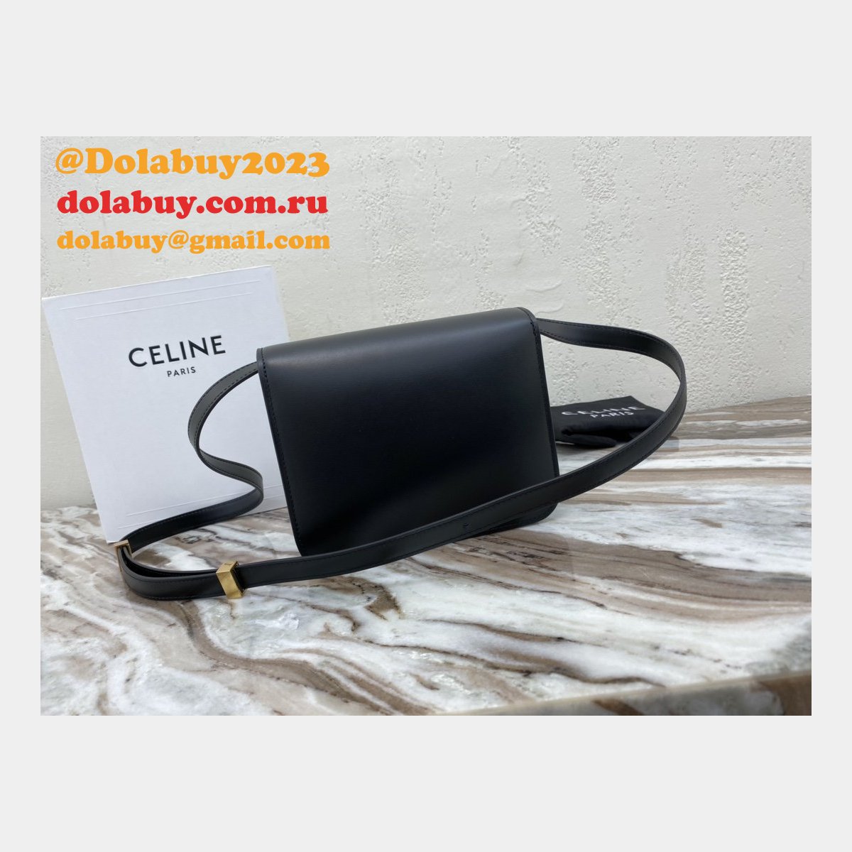 Replica Celine Teen Classic Leather Shoulder Black Bag