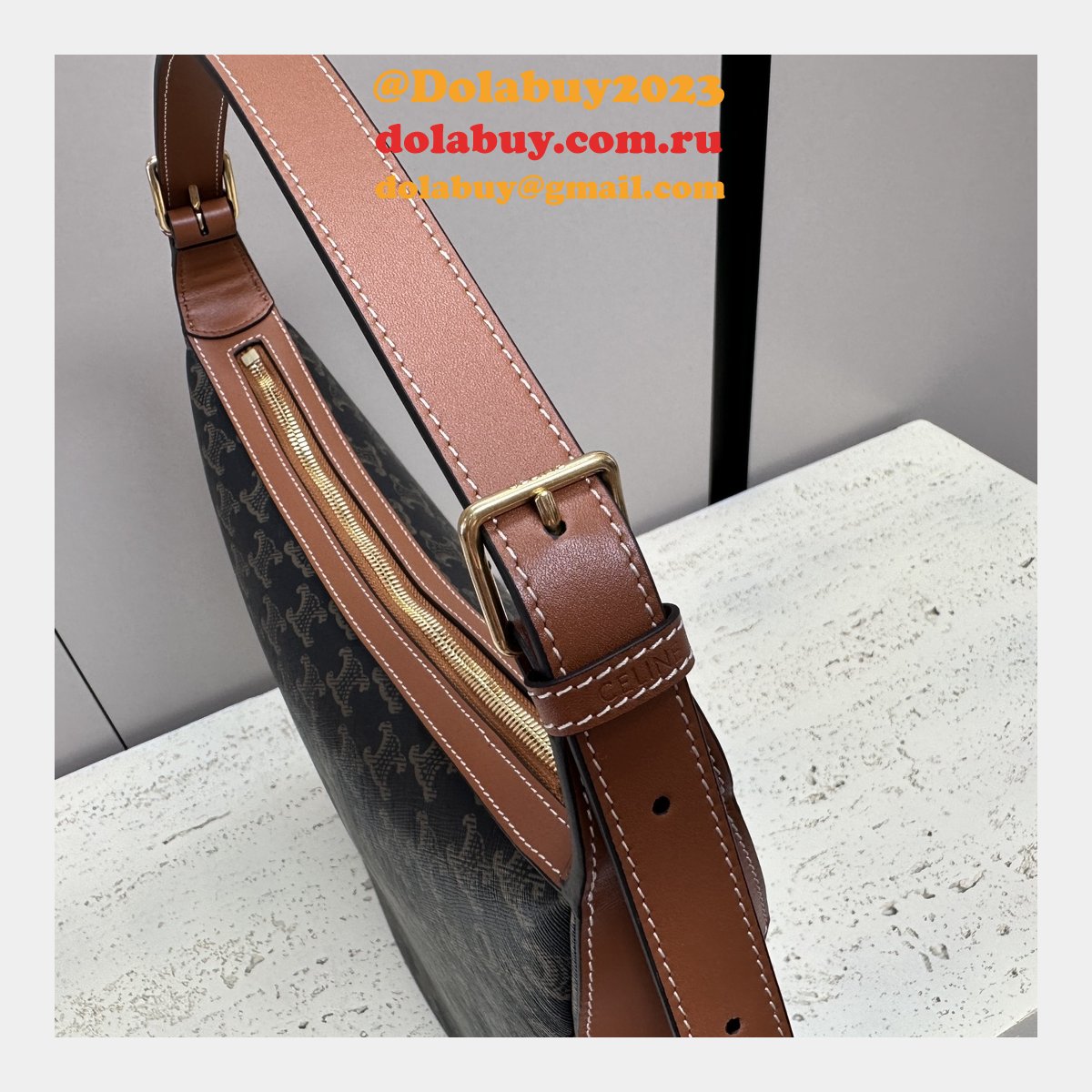 1:1 Mirror Heloise Cuir Triomphe 114712 Tan Knockoff Celine Bag