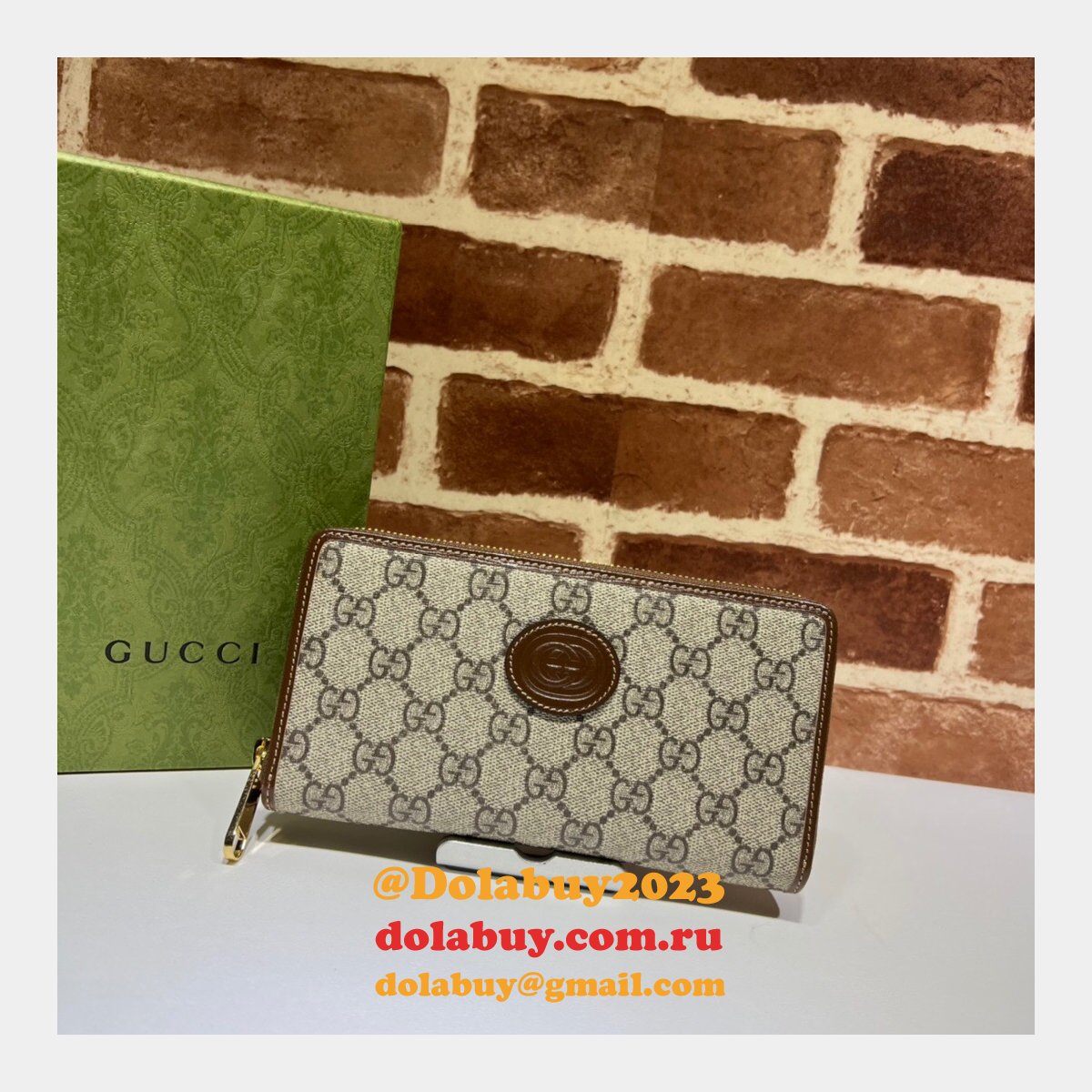 replica G*u*i gg supreme fake 673003 zip around wallet with interlocking g