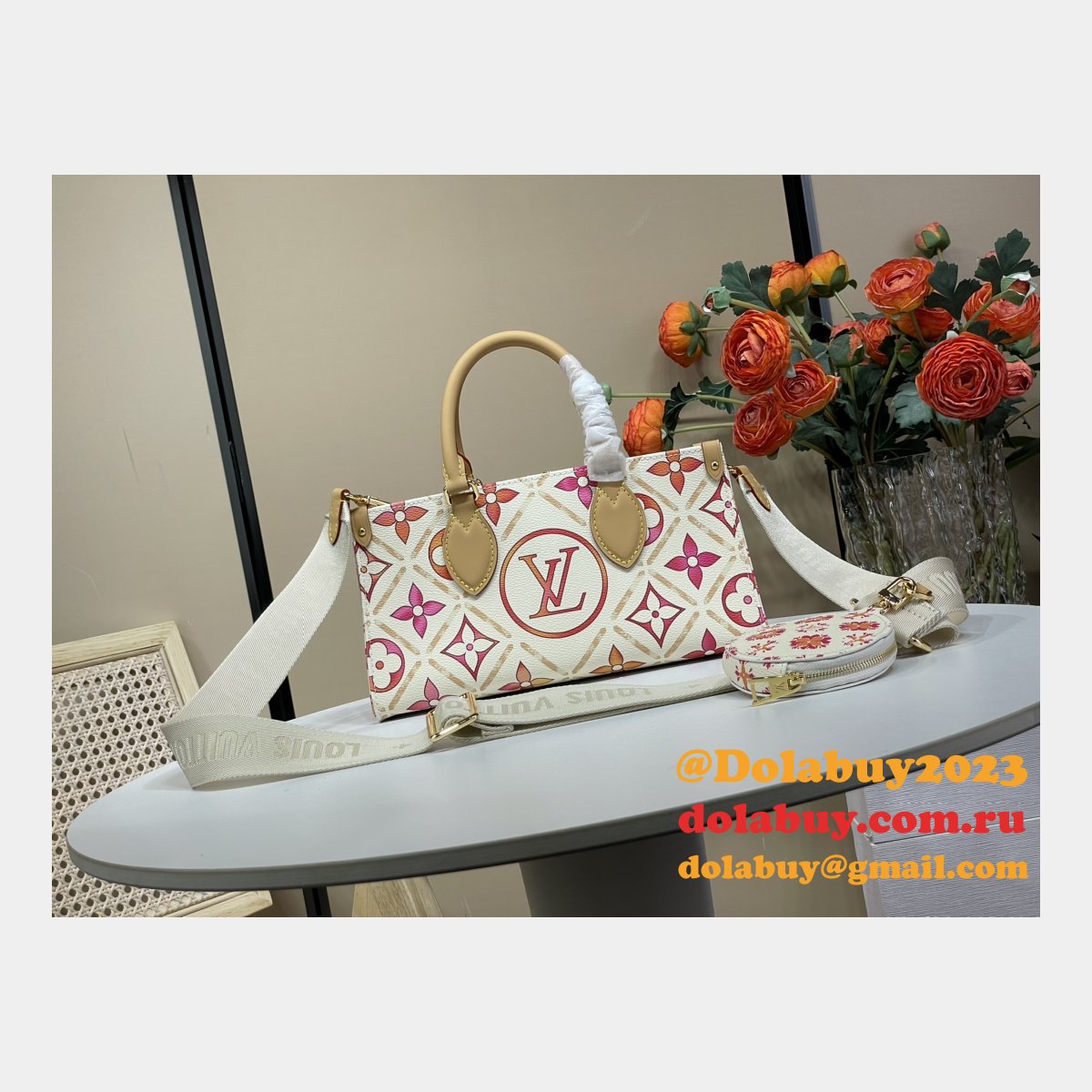 Louis Vuitton Inspired News OnTheGo East West M25318 UK Coral Bag