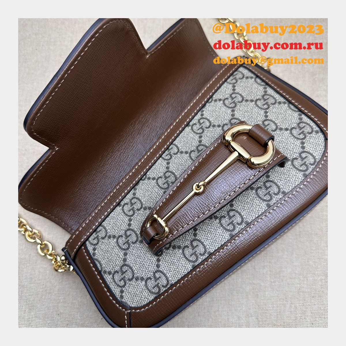 horsebit shoulder G*u*i perfect 1955 774209 fashion brown bag