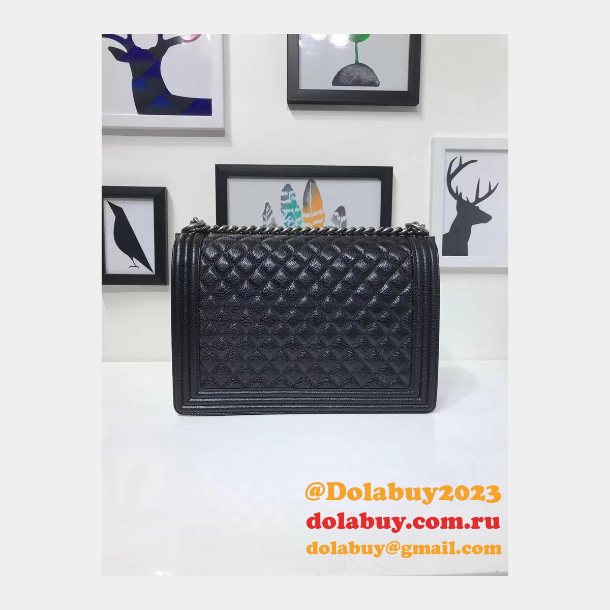 AAA+ Le Boy large Best Black Bags Caviar 30cm