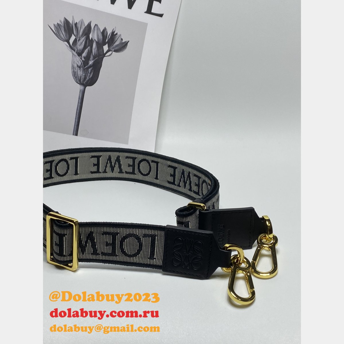 Best Loewe Anagram double-sided embroidered shoulder strap