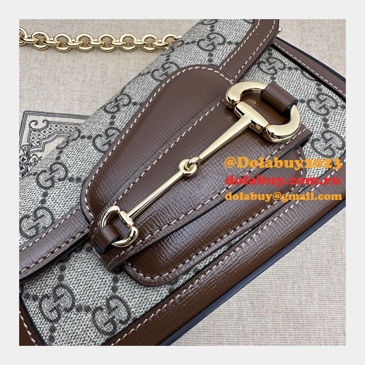 horsebit shoulder G*u*i perfect 1955 774209 fashion brown bag