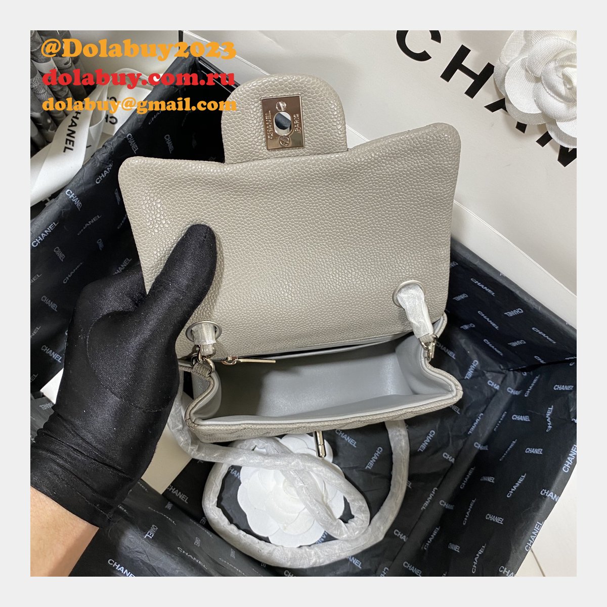 Perfect CC 17CM Classic Flap Caviar Leather Bag