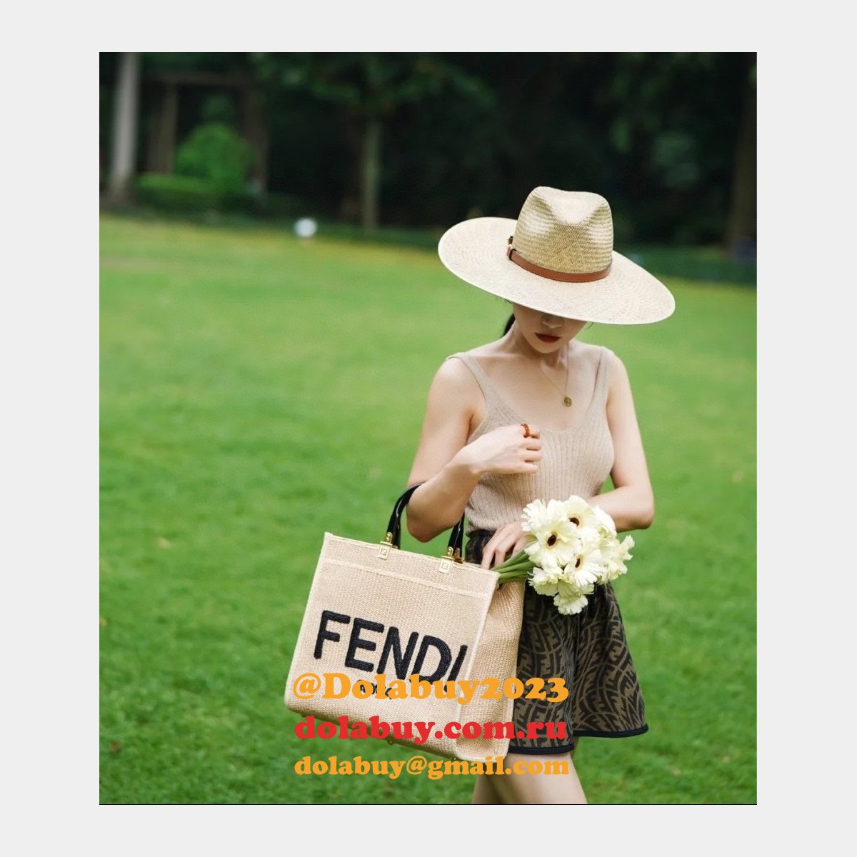 top quality F**di summer raffia shopping bag wholesale