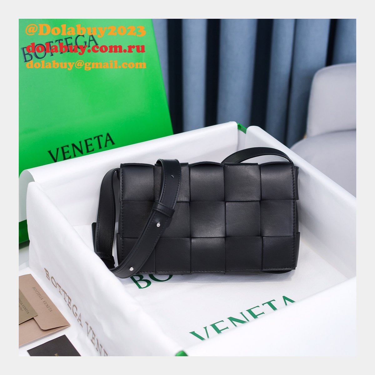 Top Quality Bottega Veneta Cassette Lambskin Crossbody Bag