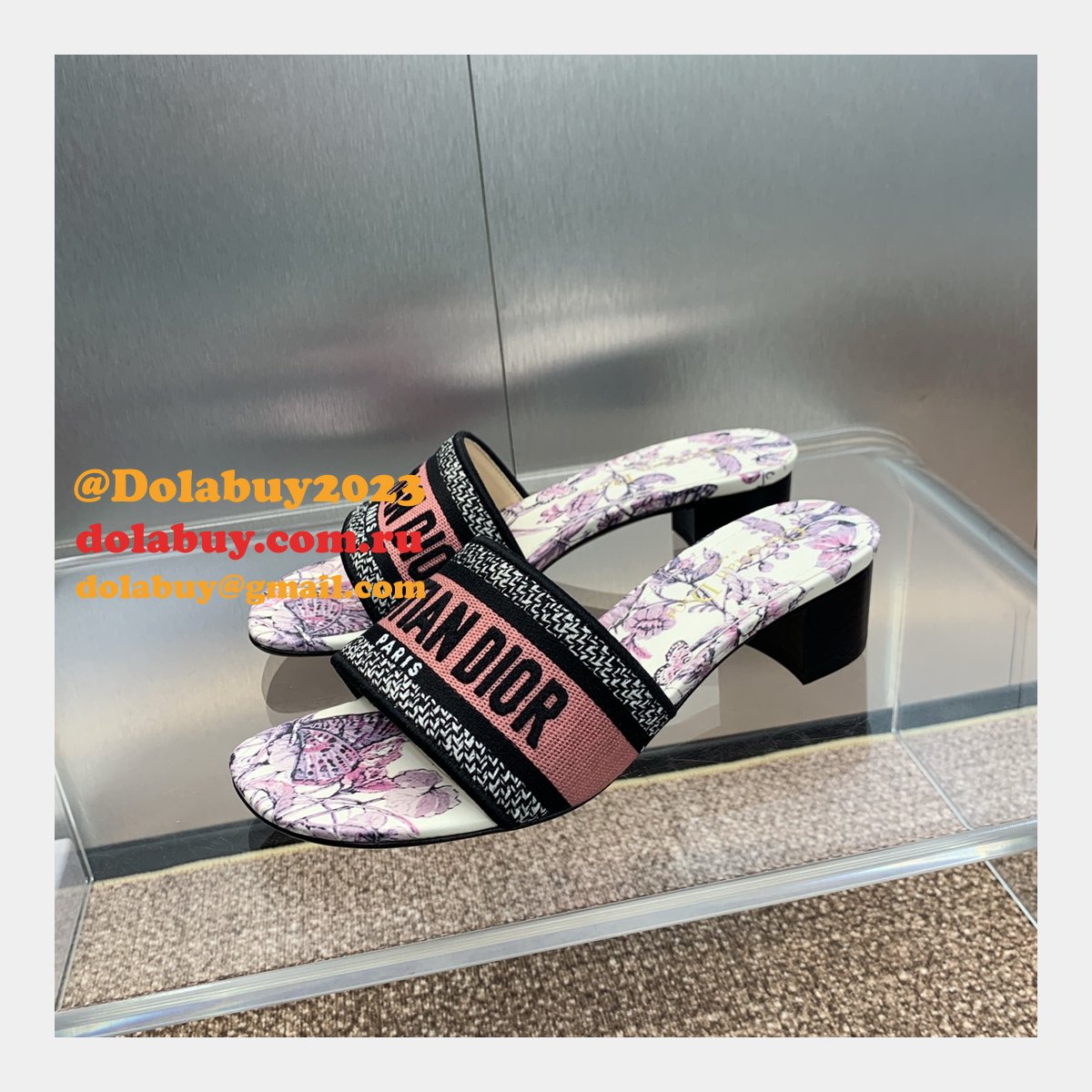High Quality Dior Dway Heeled Slides Replica Shoes