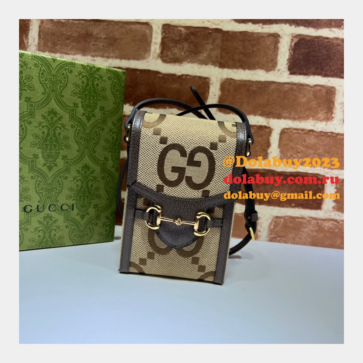 copy G*u*i top quality 625615 horsebit 1955 jumbo bag in gg supreme canvas