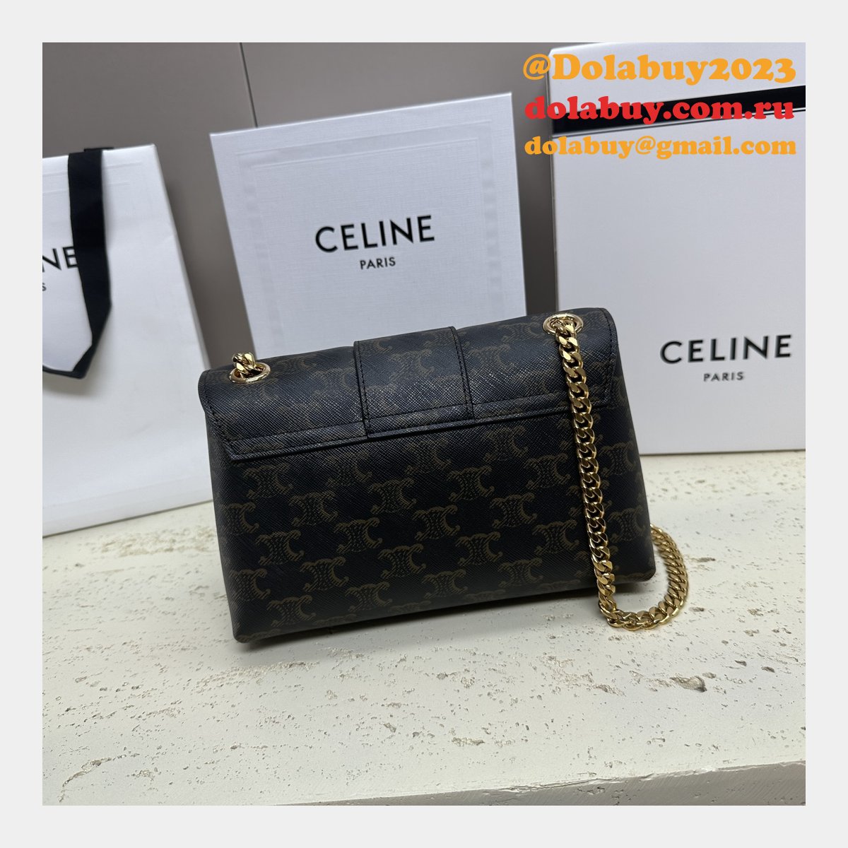 Celine Victoire Triomphe Canvas Tan 116593 Duplicate Bag