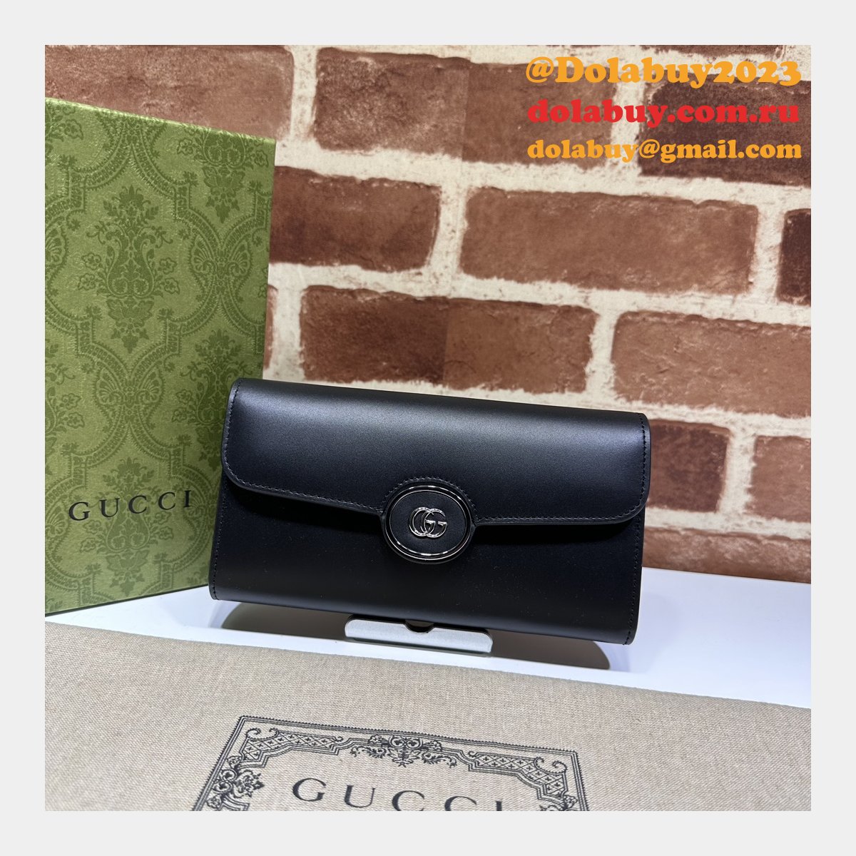 Petite GG Continental Wallet 762167 Black Gucci Knock Off Bag