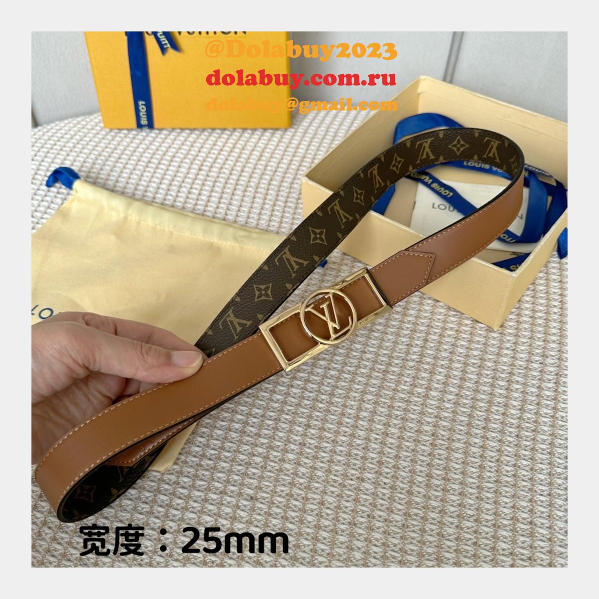 Designer Louis Vuitton Dauphine 25mm Reversible Belt