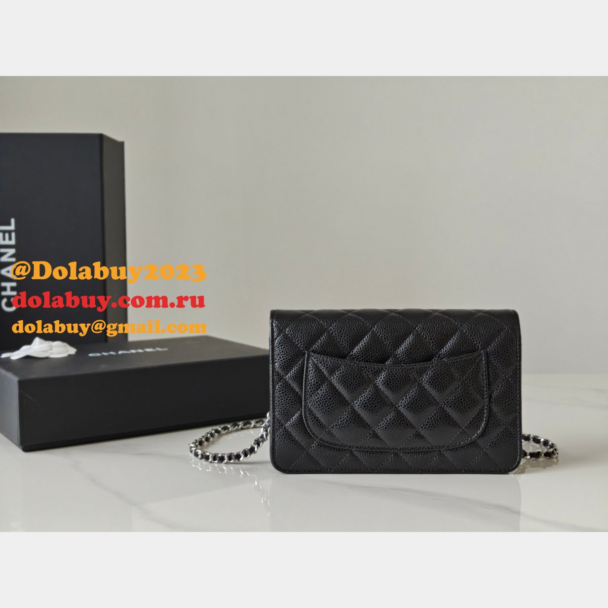Fashion AP4241 Chain Wallet Knockoff Black Bag